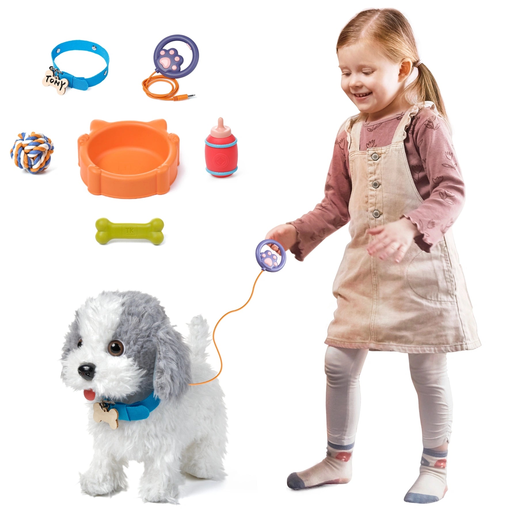 Interactive realistic Walking dog toys, remoted & voice control electronic plush pet dog puppy walk bark sing lick
